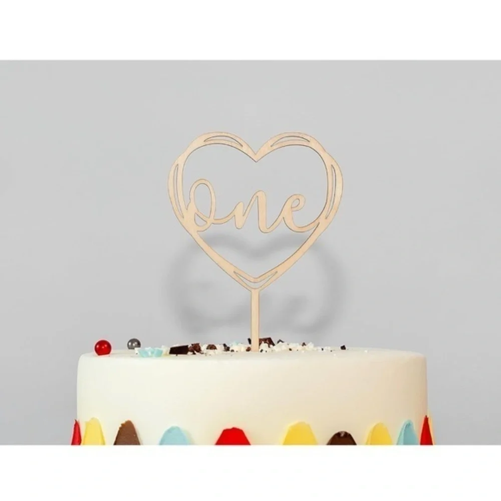 One Wooden Cake Topper -